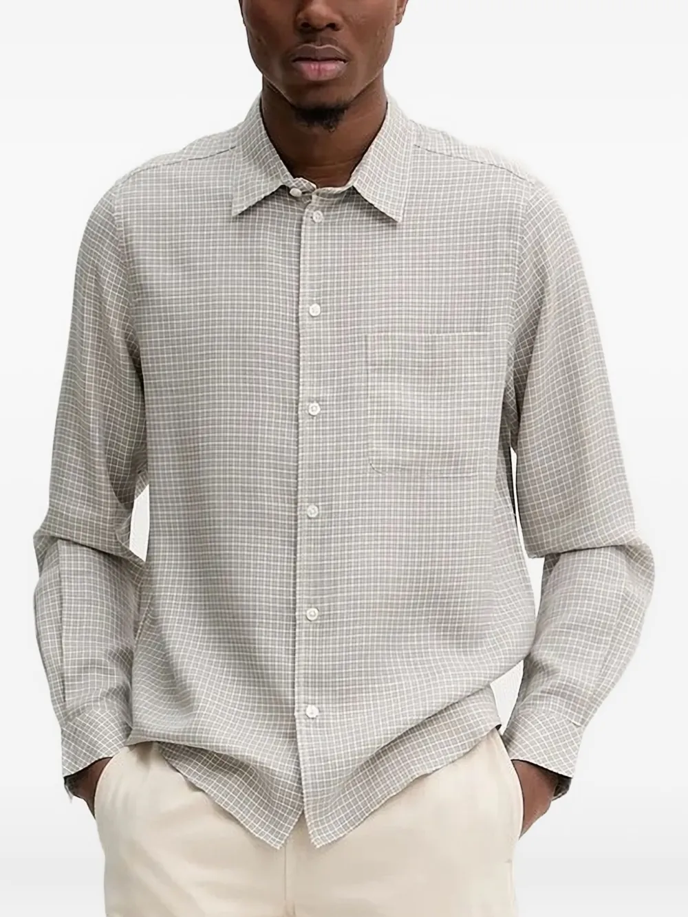 SAMSOE checked long-sleeve shirt Grijs
