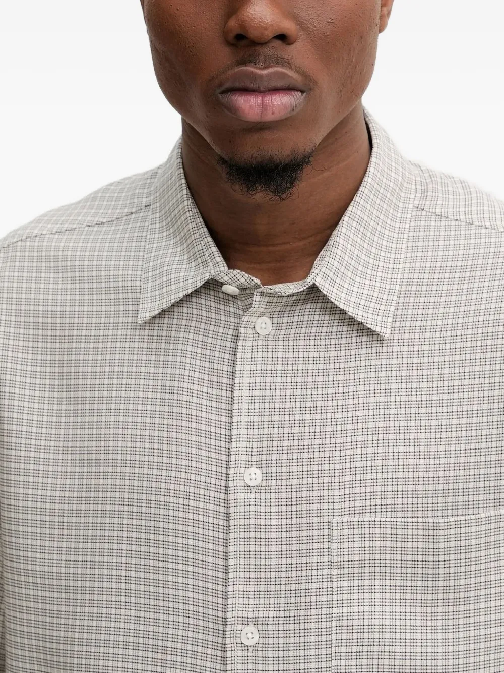 SAMSOE checked long-sleeve shirt Grijs