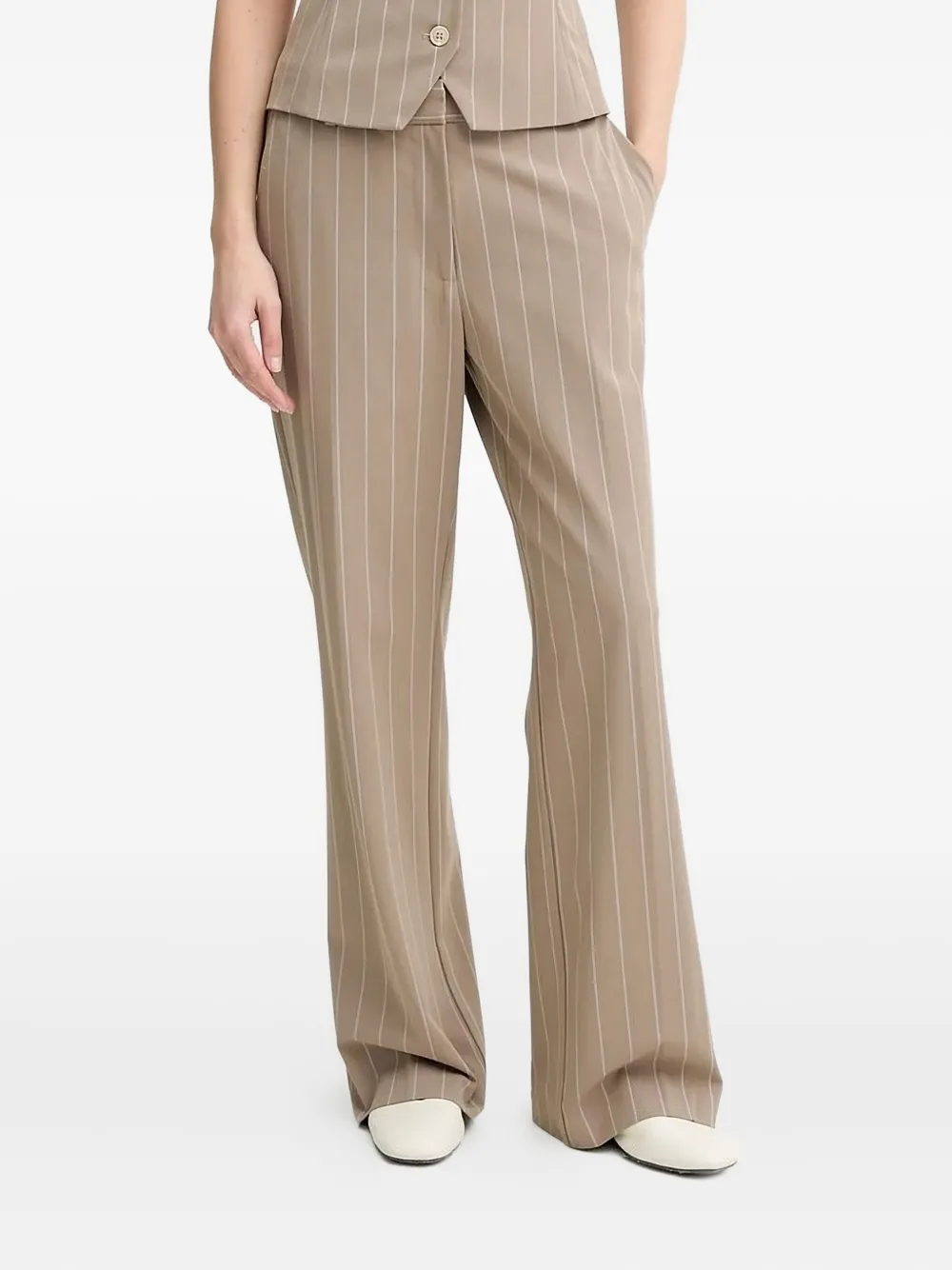SAMSOE Pantalon met krijtstreep Beige