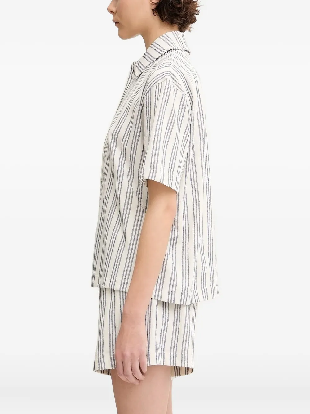 Samsoe & Samsoe Striped Short-sleeve Shirt In White