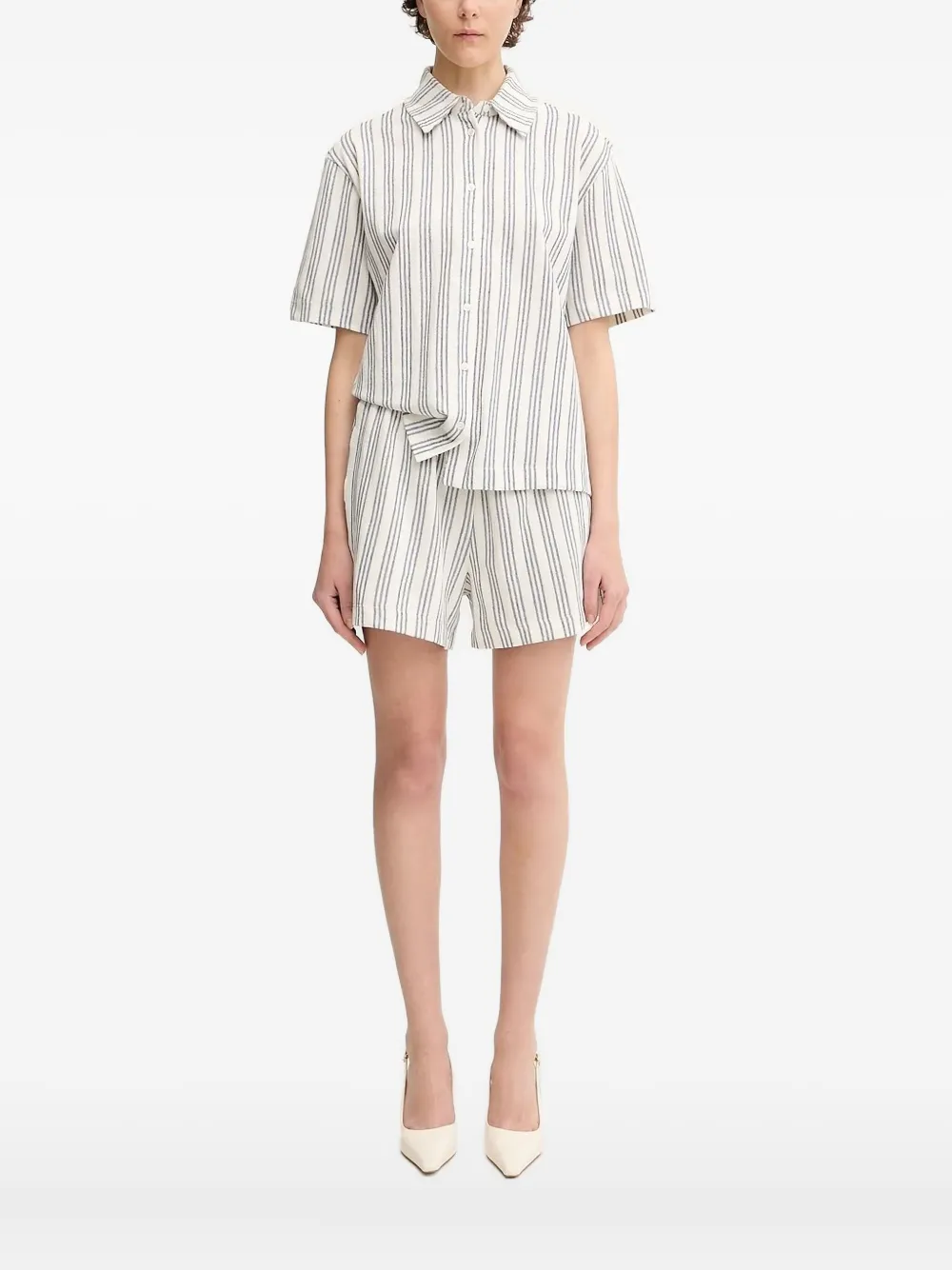 Samsoe & Samsoe Striped Short-sleeve Shirt In White