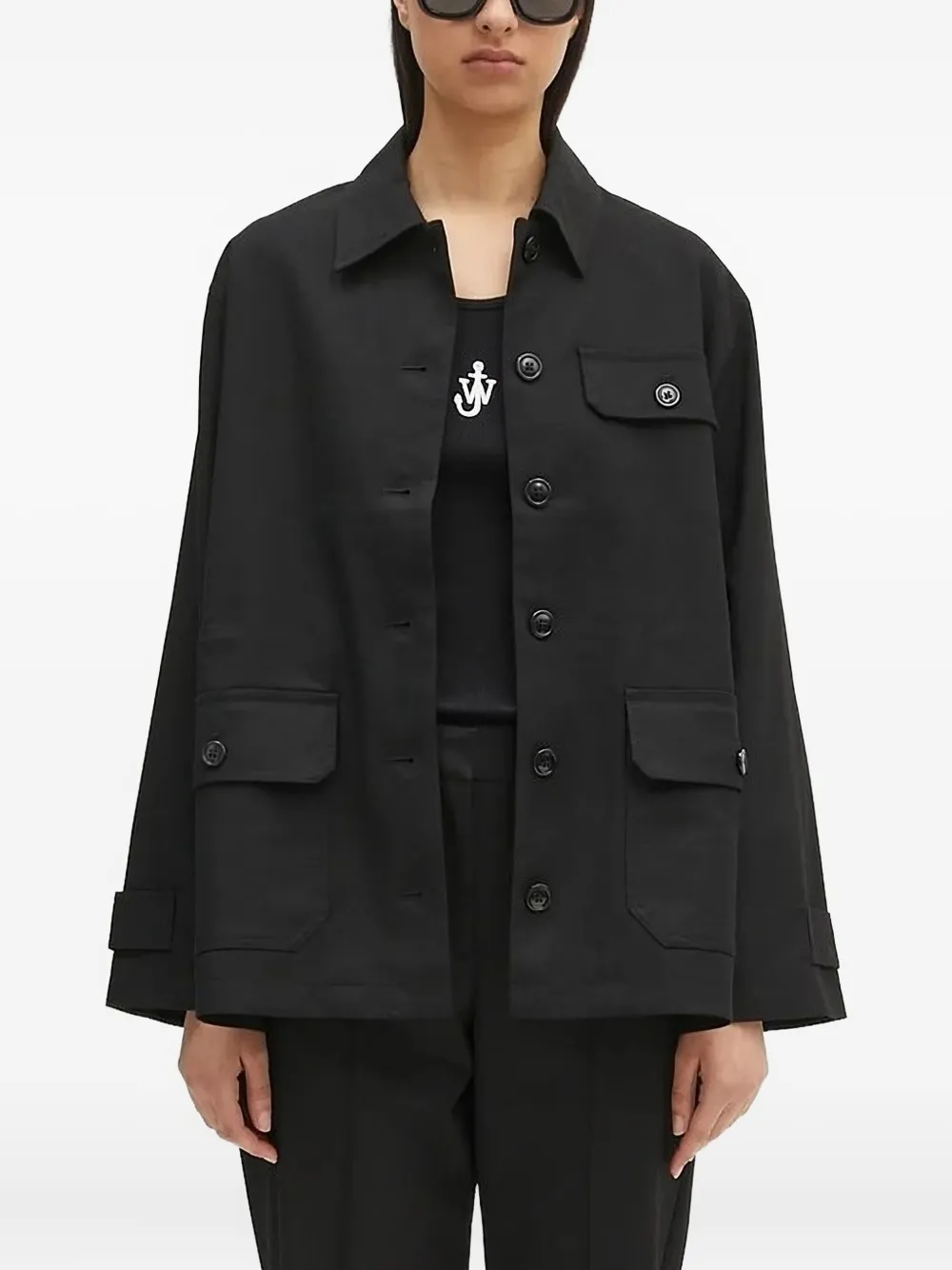 Samsoe & Samsoe Button-fastening Flap-pocket Jacket In Black