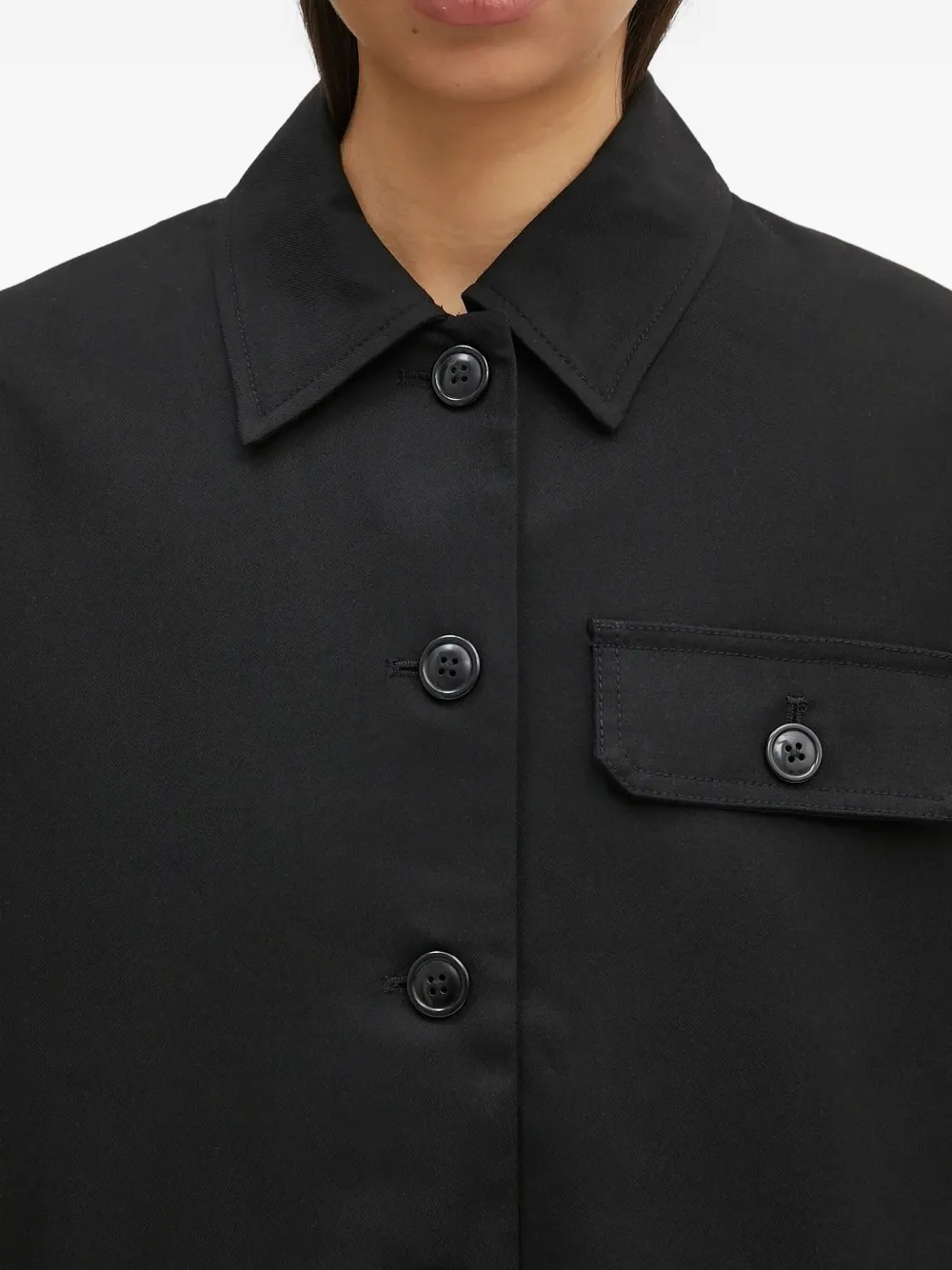 Samsoe & Samsoe Button-fastening Flap-pocket Jacket In Black