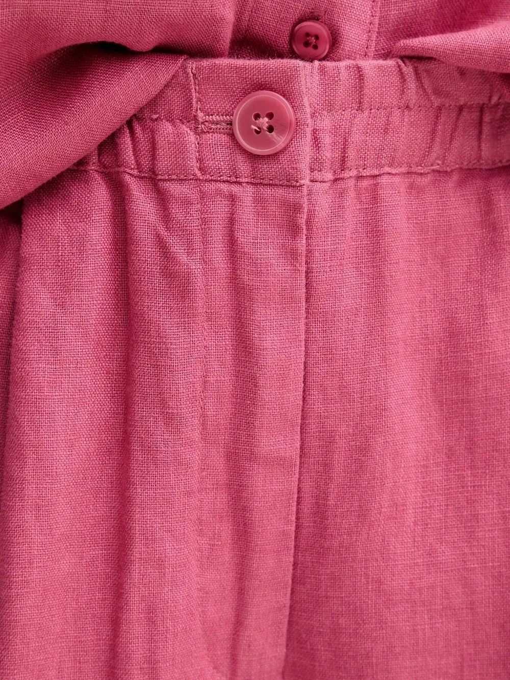 Samsoe & Samsoe Elasticated-waist Linen Trousers In Pink
