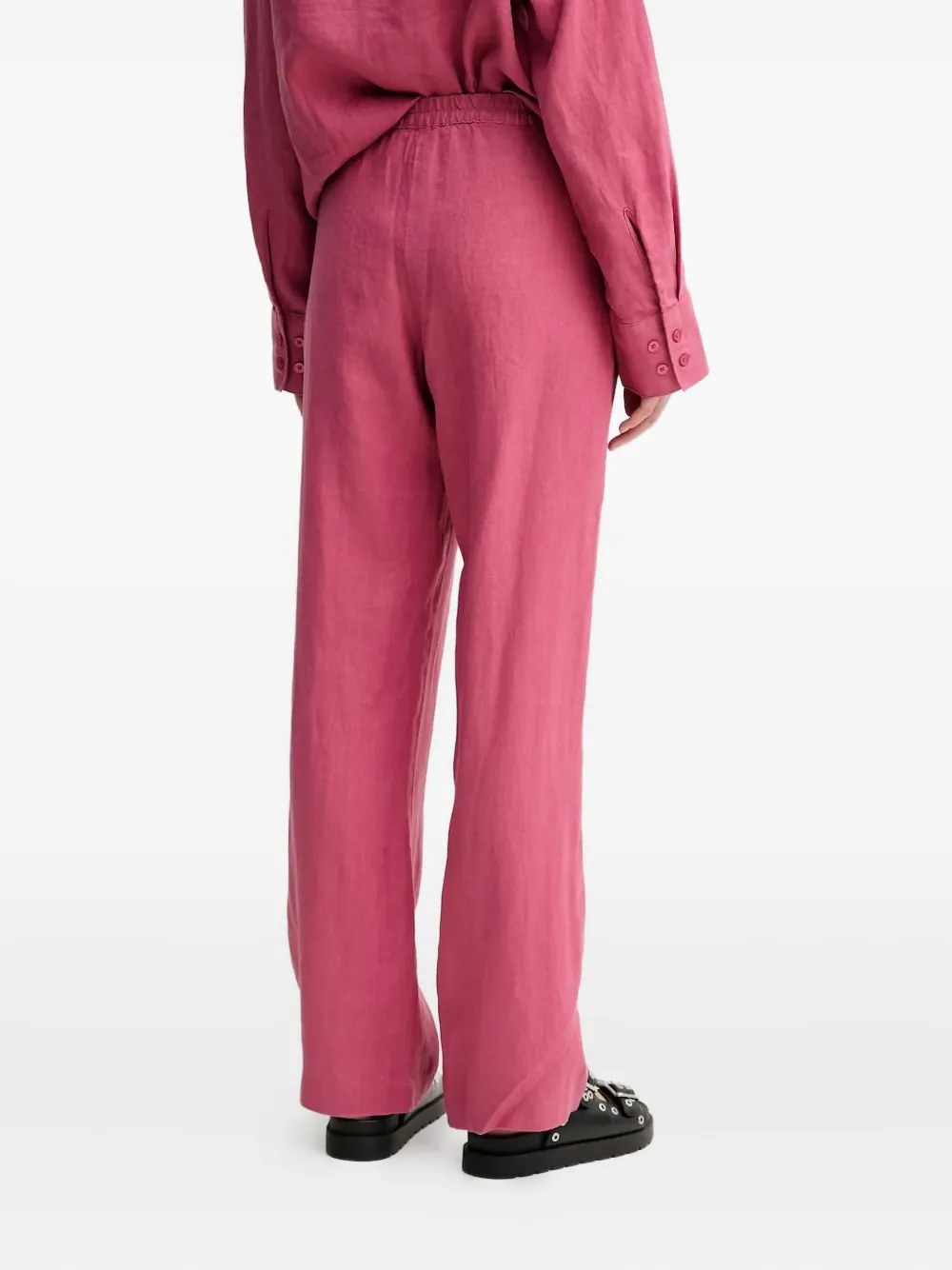 SAMSOE SAMSOE Linnen broek met elastische taille - Roze
