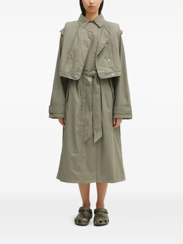 SAMSOE SAMSOE ベルテッド ケープコート | グリーン | FARFETCH JP
