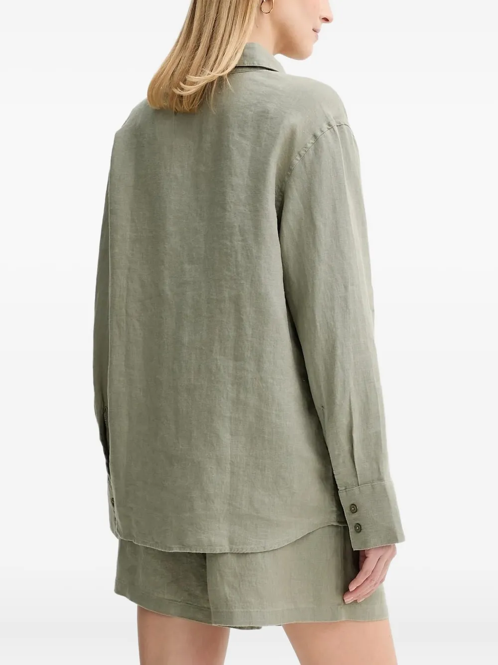 SAMSOE SAMSOE Button-down linnen blouse - Groen