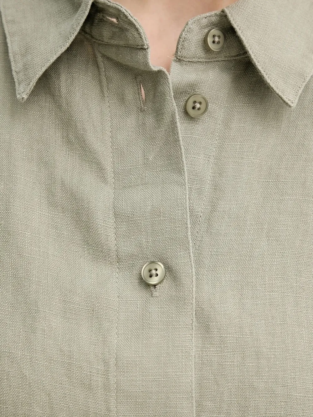 SAMSOE Button-down linnen blouse Groen