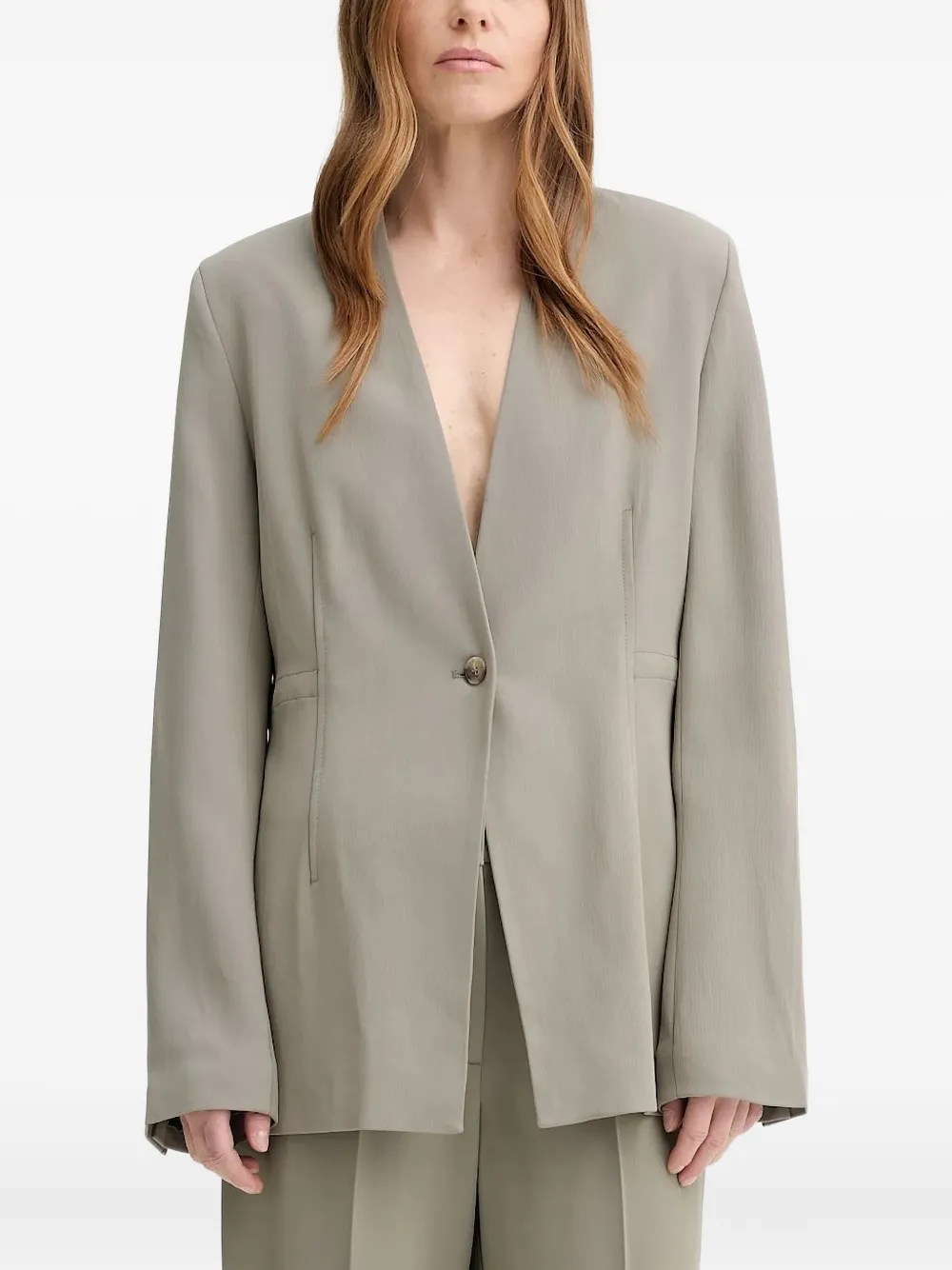 Samsoe & Samsoe Sakitra Single-button Blazer In Gray