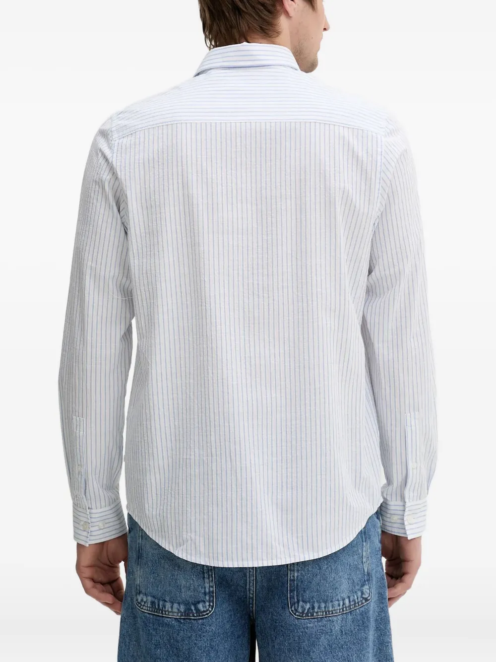 SAMSOE Gestreept overhemd Blauw