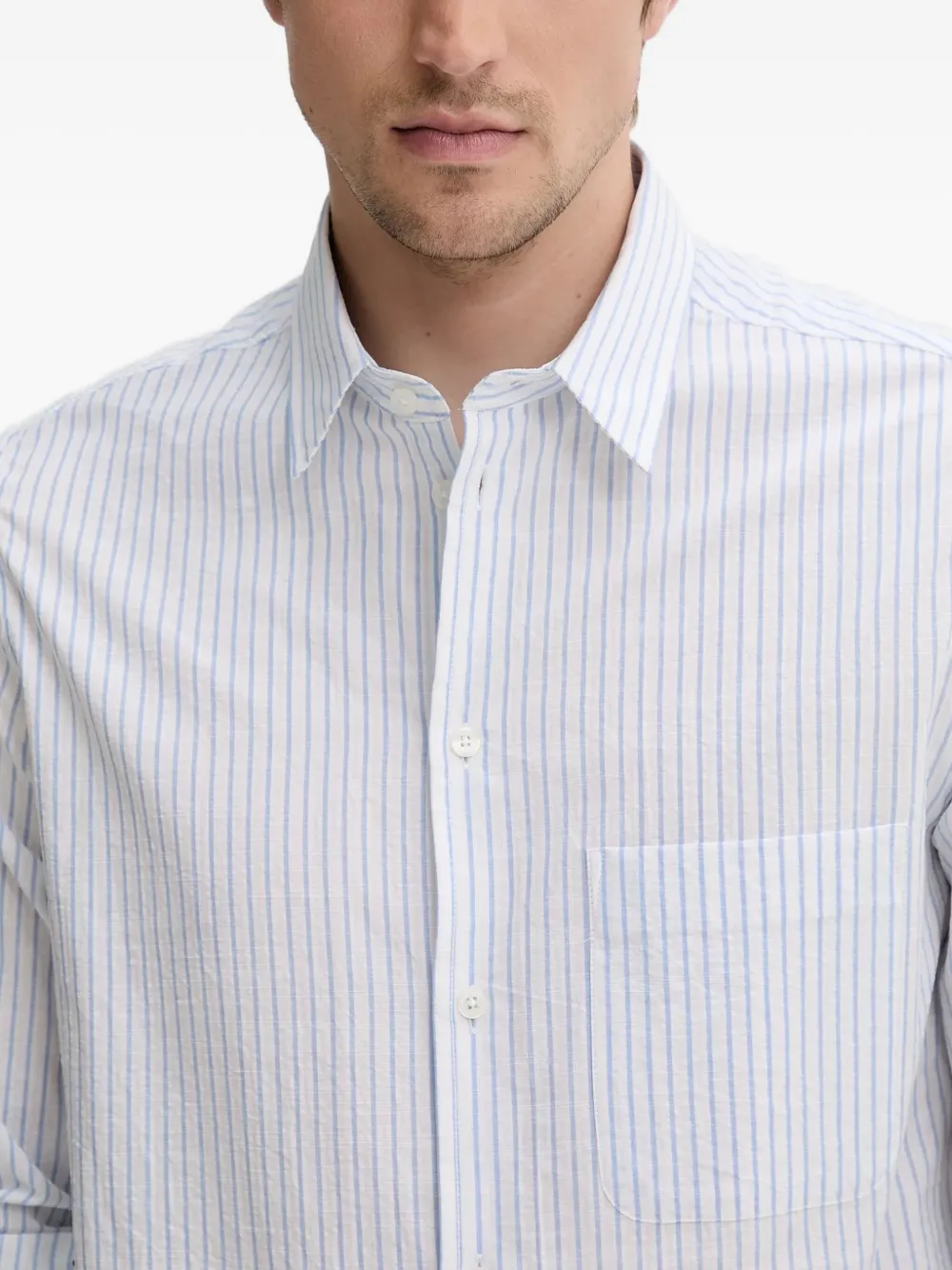 SAMSOE Gestreept overhemd Blauw