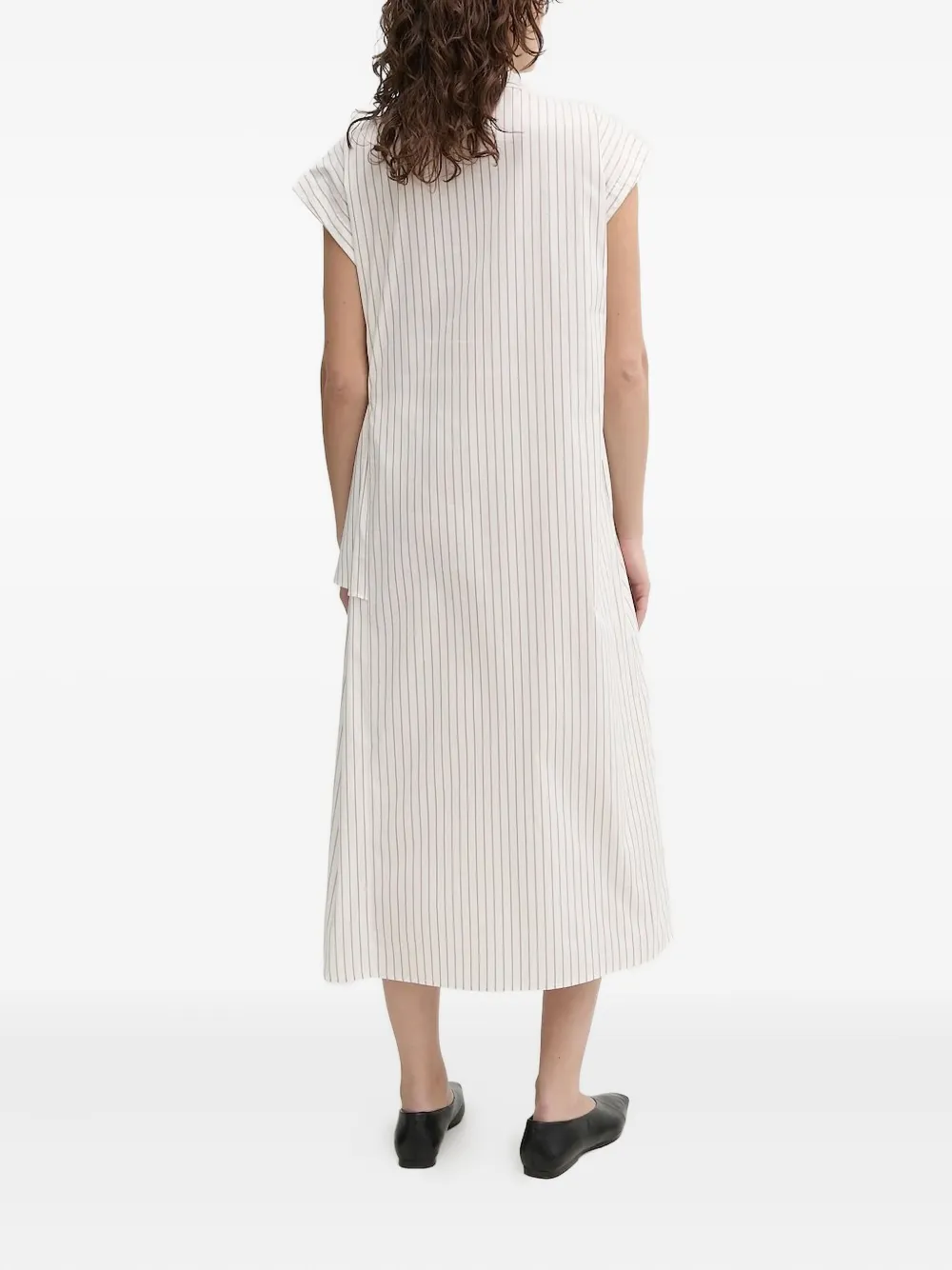 Isabelle Blanche striped-pattern belted midi shirt dress Wit