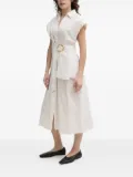 Isabelle Blanche striped-pattern belted midi shirt dress - White
