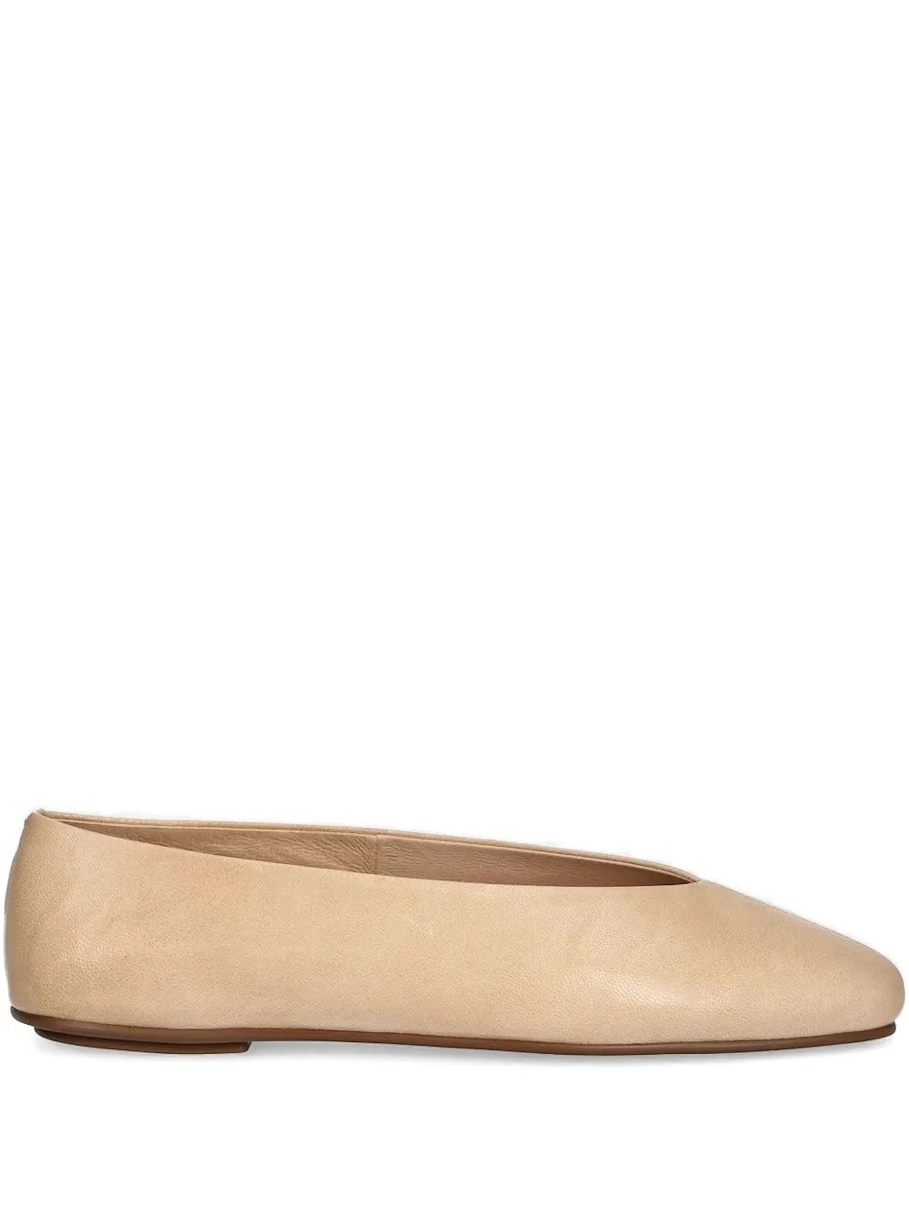 Jeffrey Campbell Square-toe Leather Ballet Flats In Neutral
