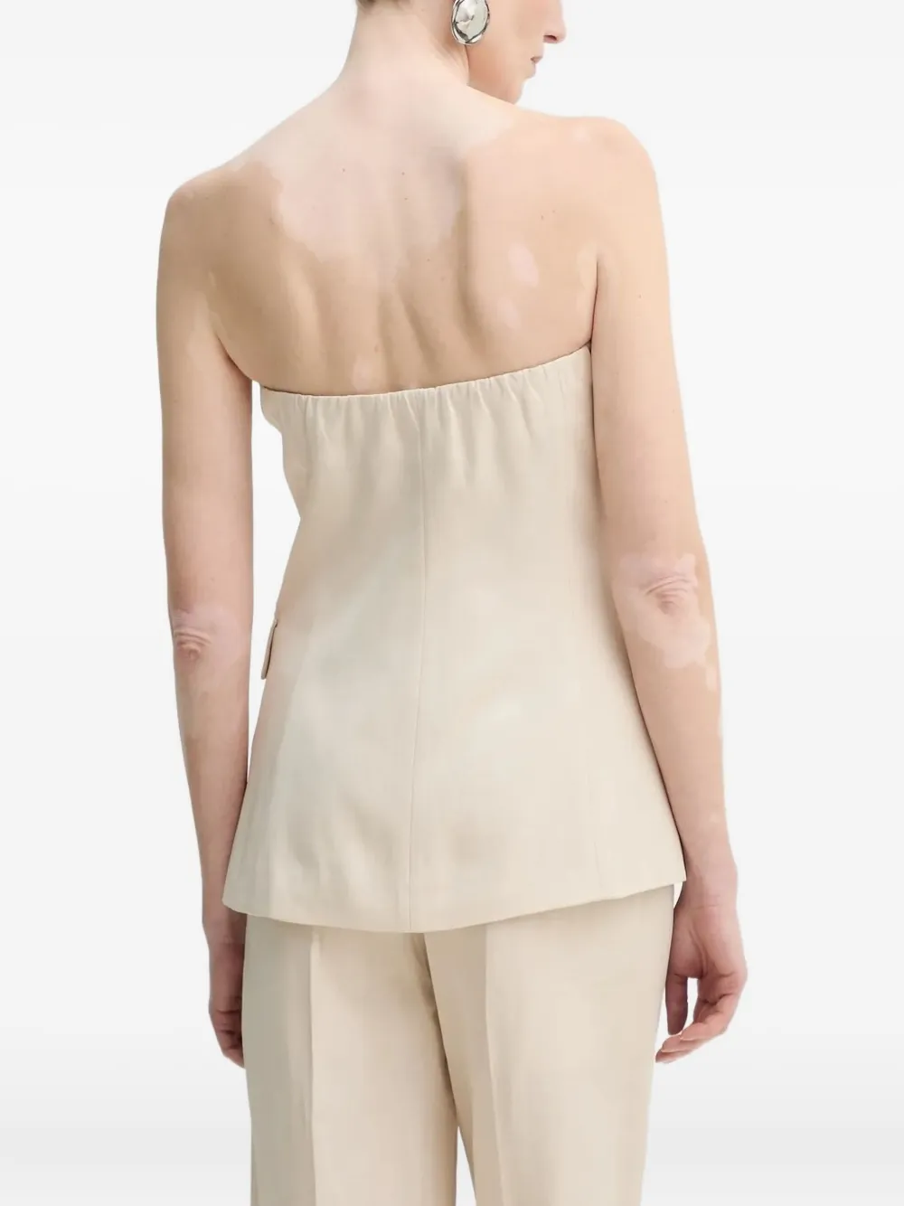 Isabelle Blanche strapless flap-pocket blouse - Beige