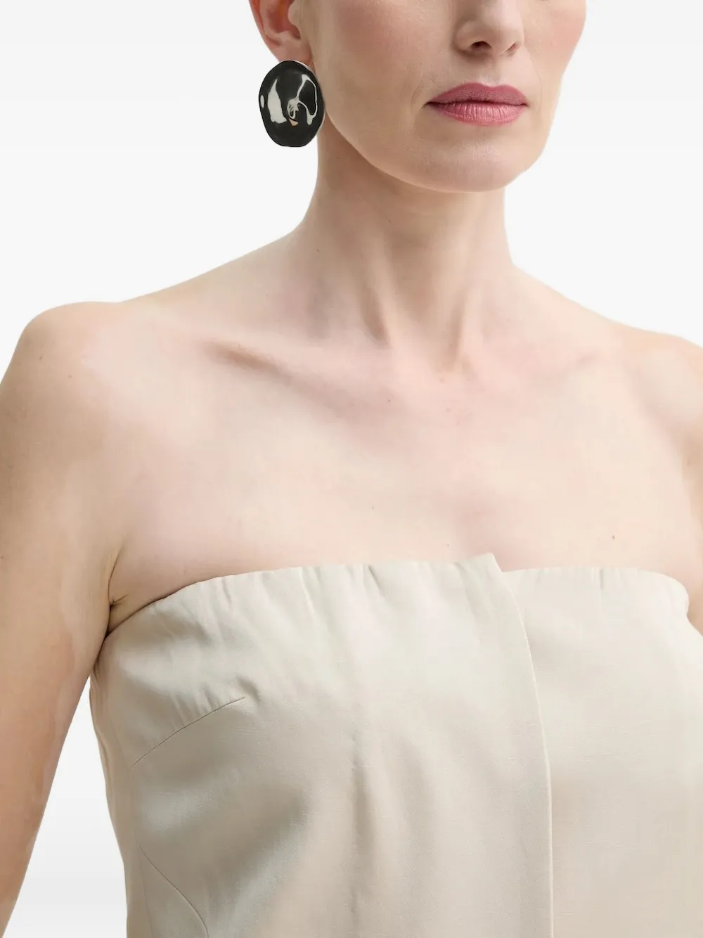Isabelle Blanche Strapless Flap-pocket Blouse In White