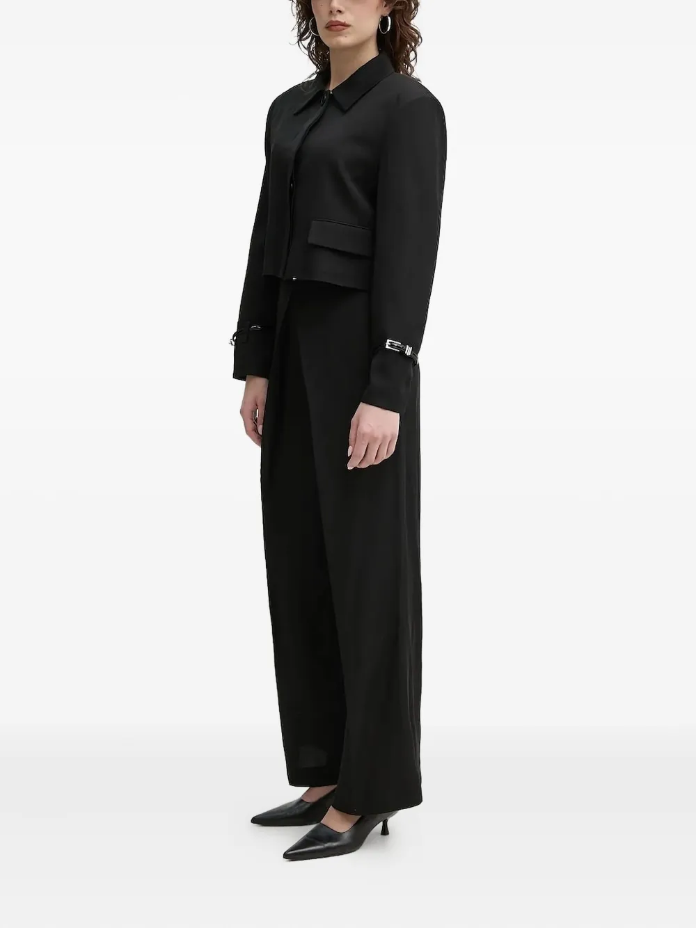 Isabelle Blanche Cropped Buckle-cuff Jacket In Multi