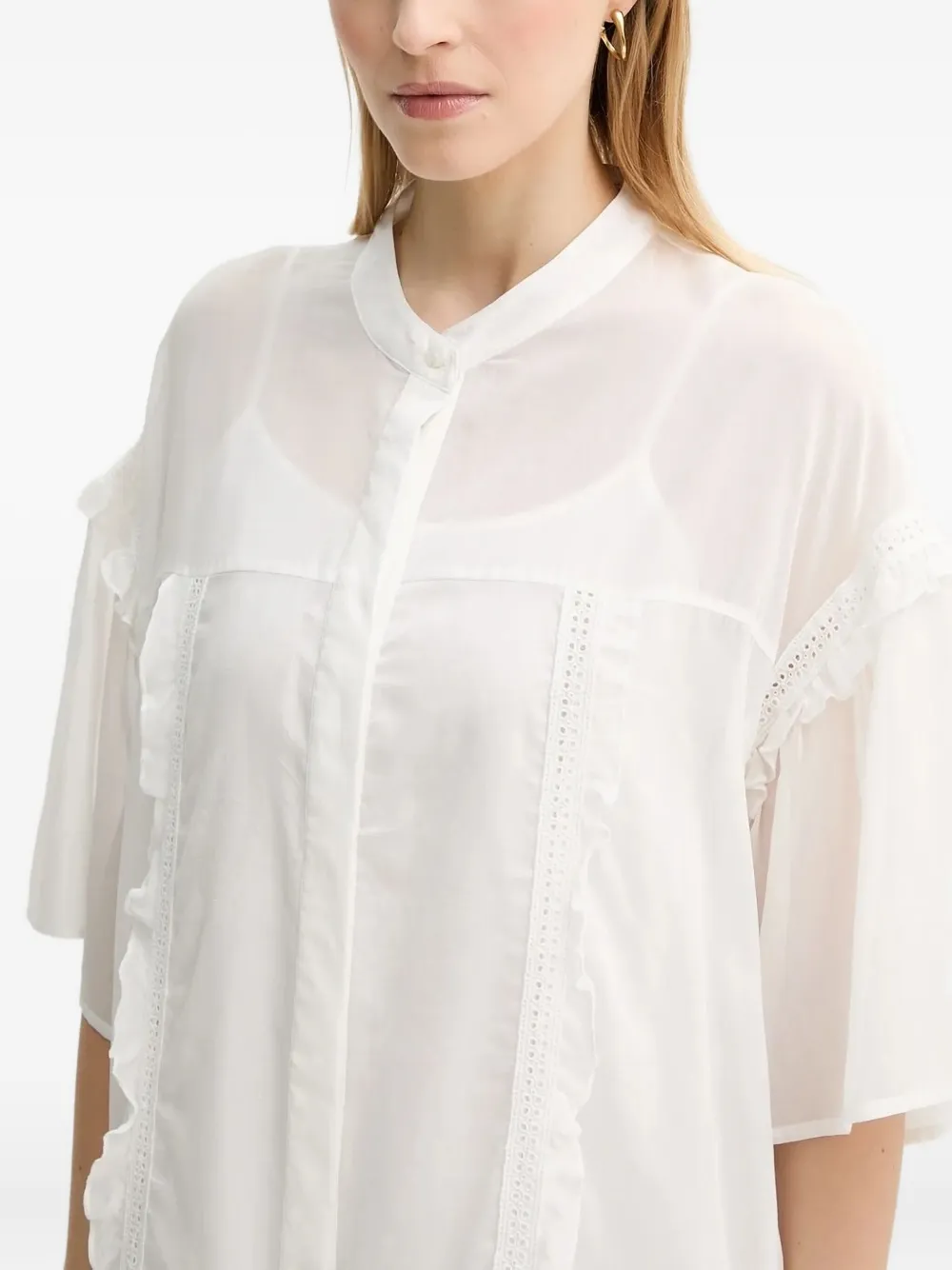 Isabelle Blanche Blousejurk met ruches Wit