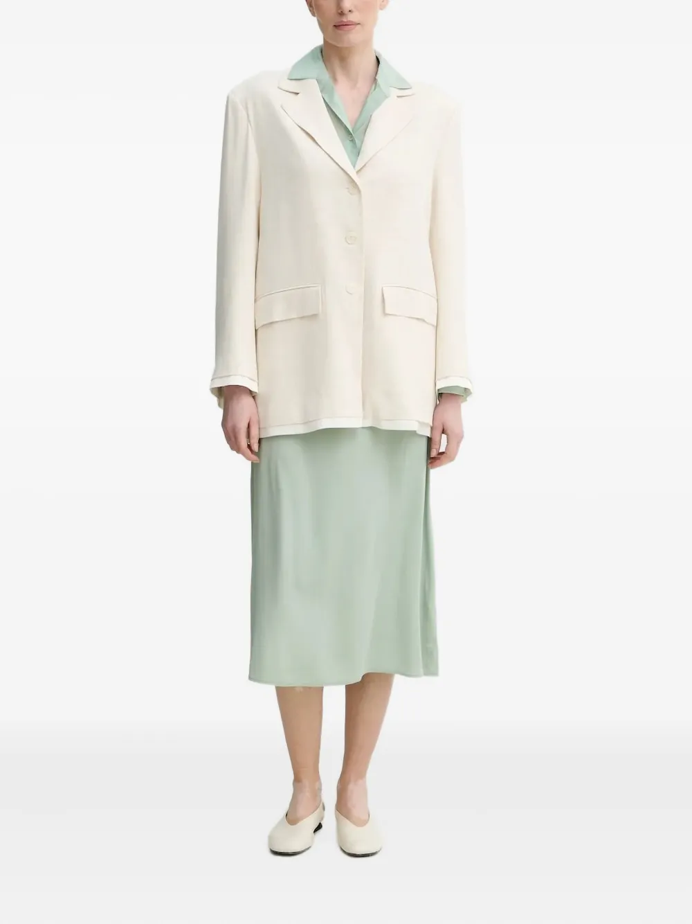 Isabelle Blanche Notched Layered Blazer In Neutral