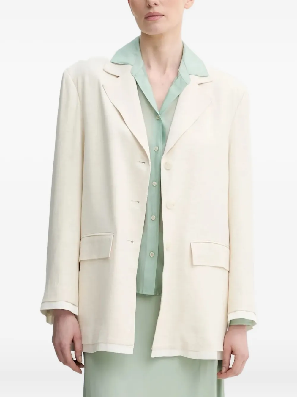 Isabelle Blanche Notched Layered Blazer In Neutral