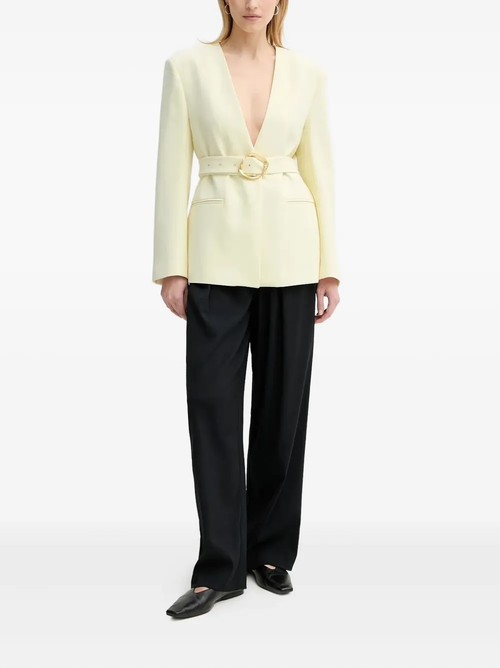 Isabelle Blanche V-neck belted jacket | Fitted Jackets | Image 2
