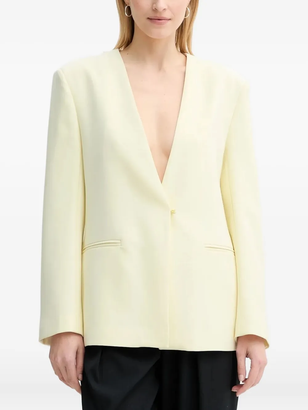 Isabelle Blanche V-neck Belted Jacket In Yellow