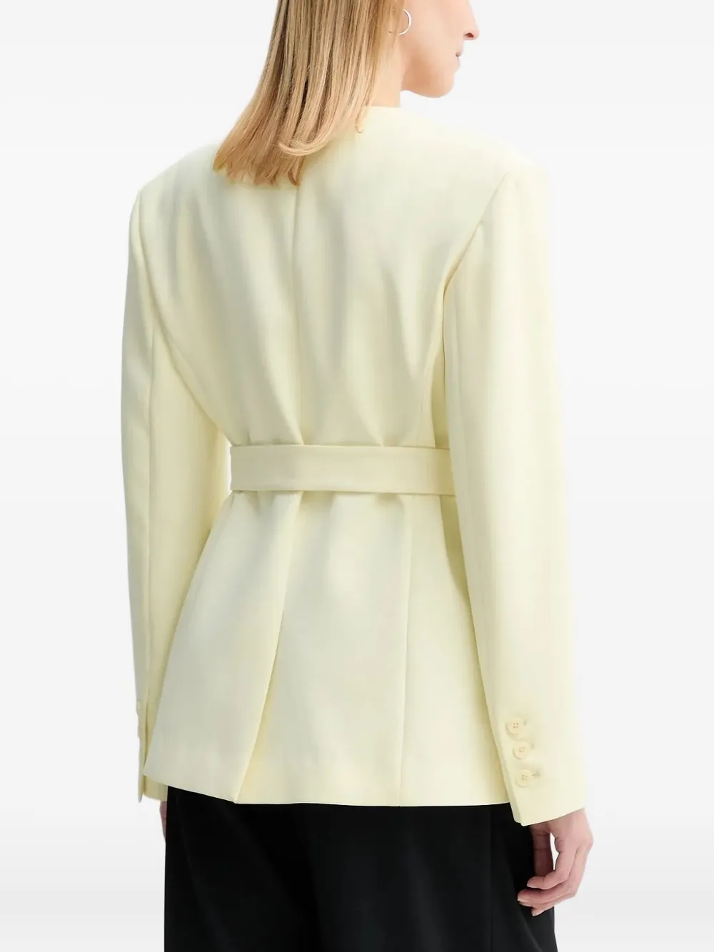 Isabelle Blanche V-neck Belted Jacket In Yellow