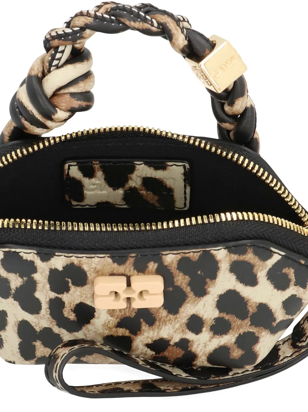 GANNI Mini-tas met luipaardprint Bruin