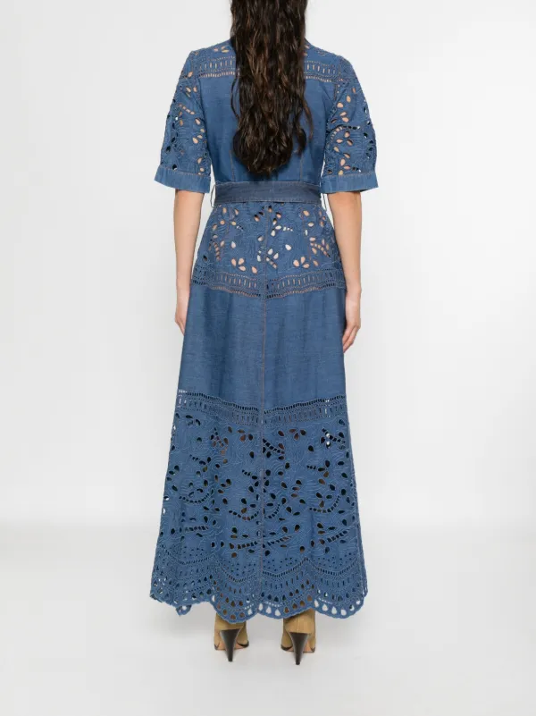 ermanno scervino cotton blend lace long dress Ermanno Scervino Long-sleeve Lace Dress