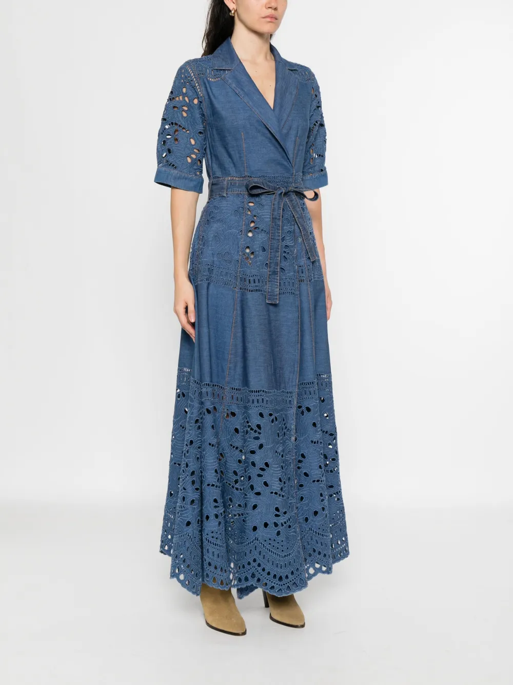 Ermanno Scervino Maxi-jurk met kant Blauw