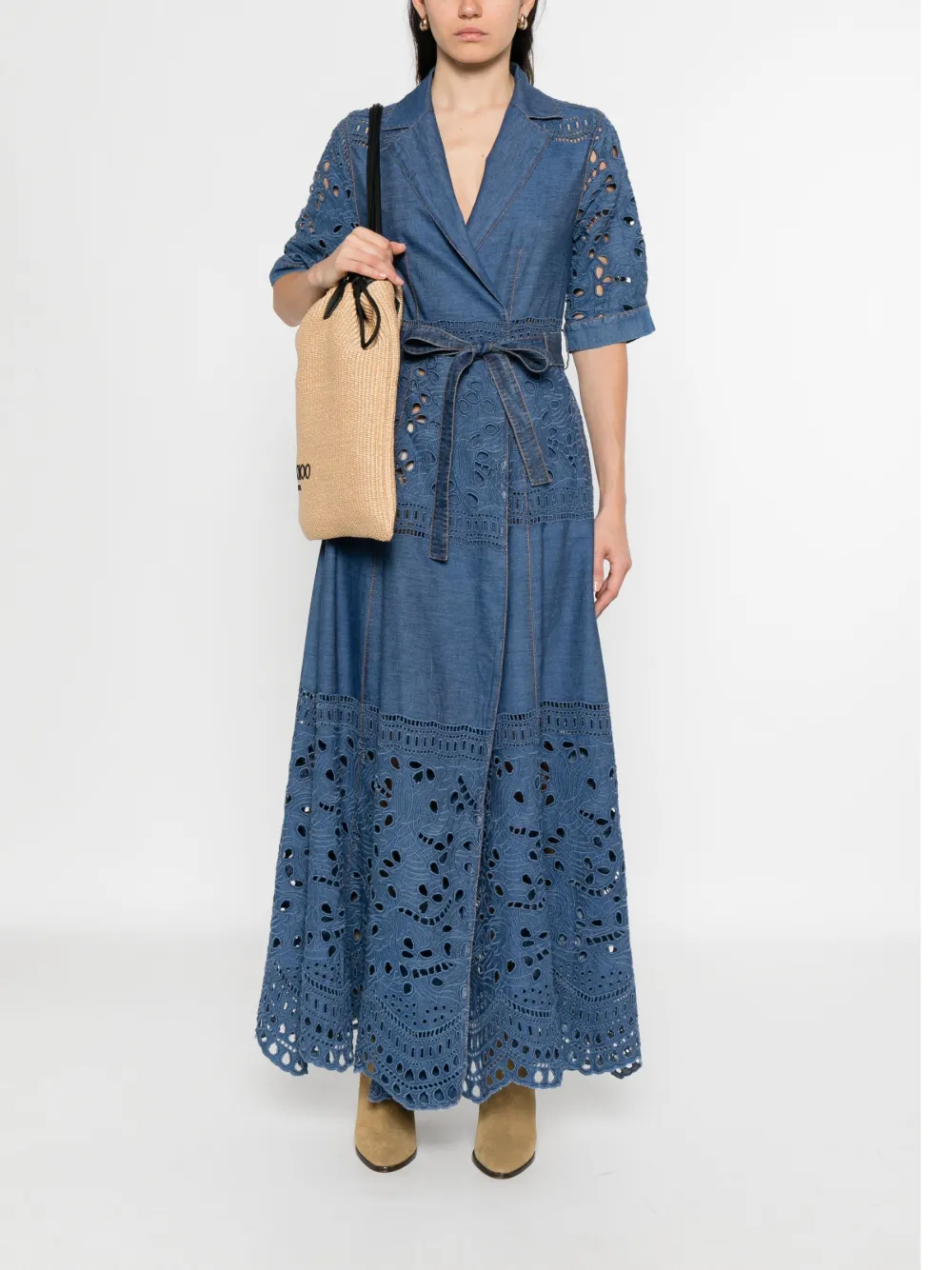 Ermanno Scervino Maxi-jurk met kant Blauw