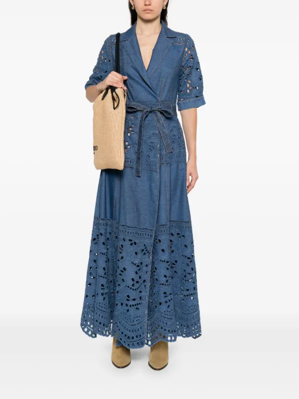 floral lace bell sleeve dress Floral Lace Long Sleeve Midi Dress L main image 0