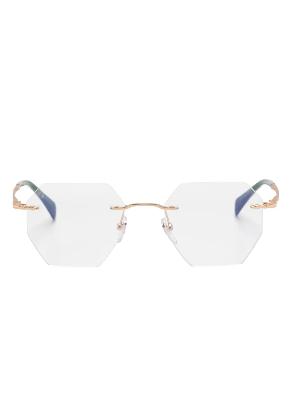 Eyewear by David Beckham ラウンド眼鏡フレーム - ゴールドトーン Eyewear by David Beckham ラウンド眼鏡フレーム - ゴールドトーン