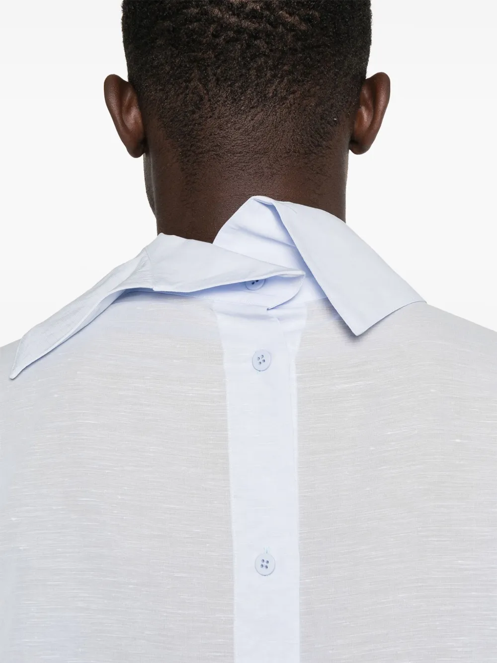 Issey Miyake T-shirt met paperesque print Blauw