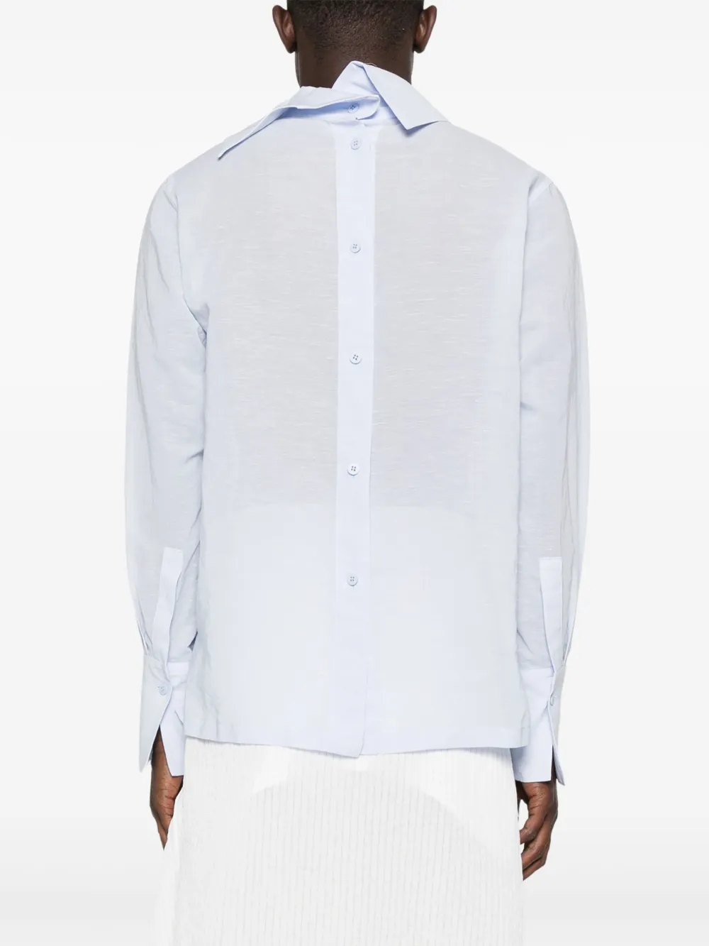 Issey Miyake T-shirt met paperesque print Blauw