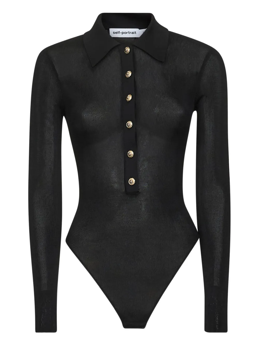 Self-Portrait cotton bodysuit | Black | Image 1