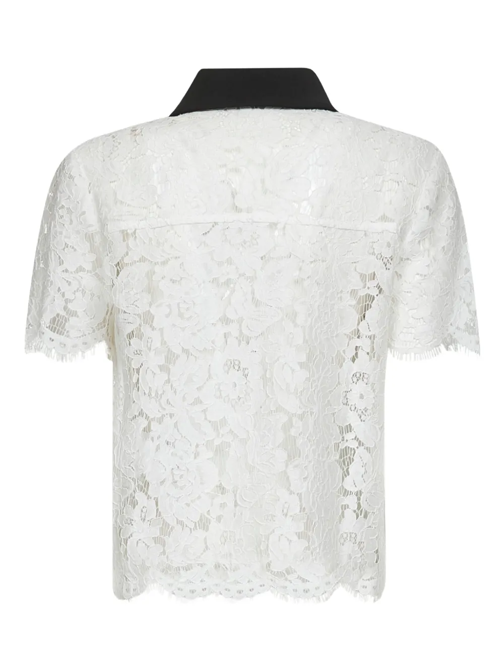 Self-Portrait floral-lace short-sleeve shirt - Wit