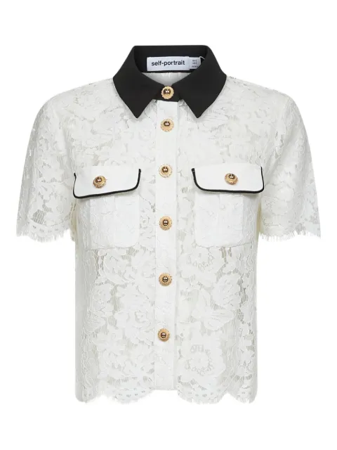 Self-Portrait floral-lace short-sleeve shirt
