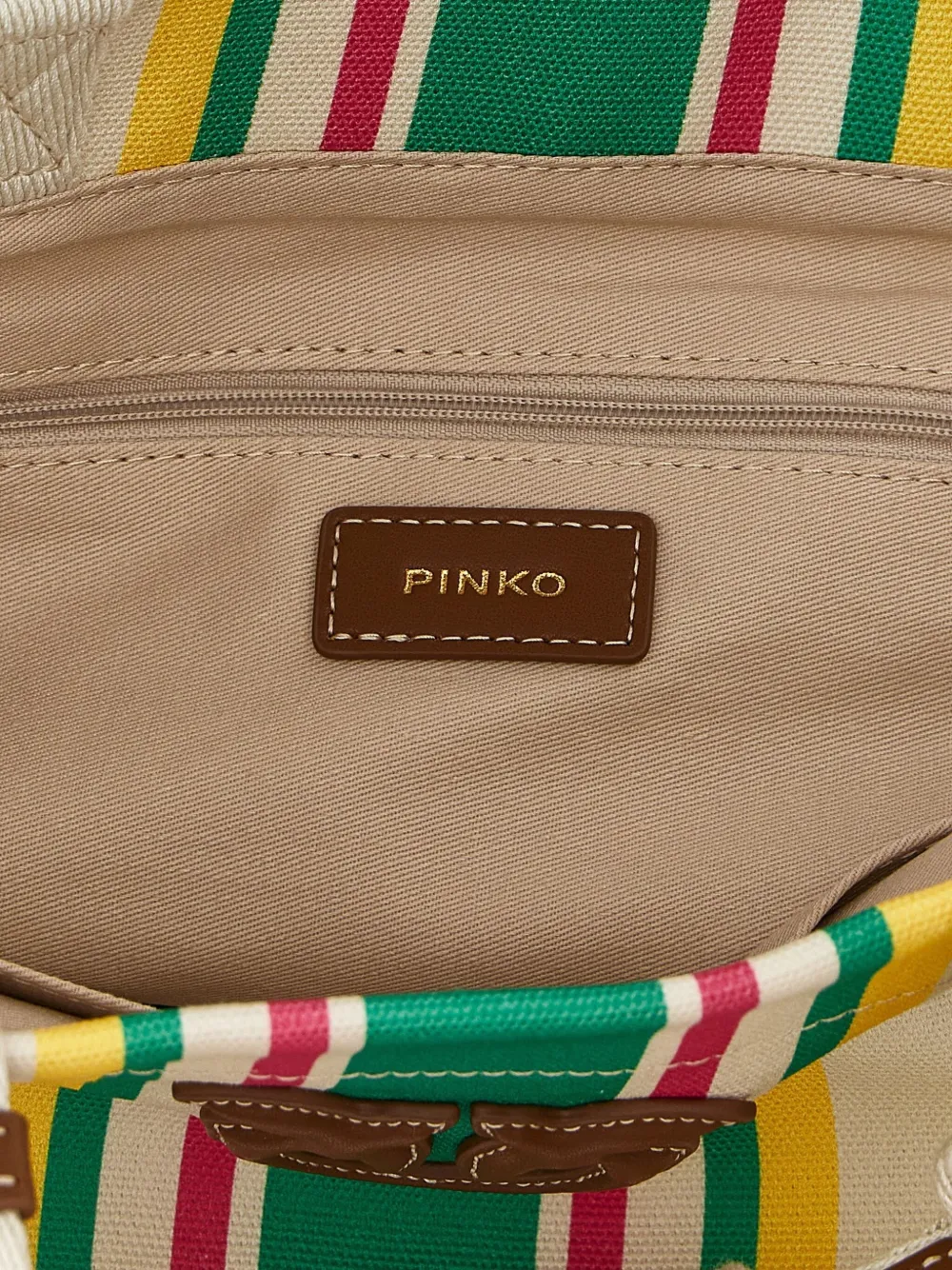 Pinko Canvas Medium Shoulder Bag In Green