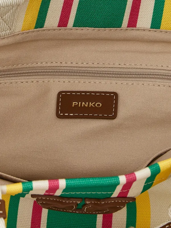 トートバッグ PINKO Woman Tote bags Green 104754A2G5 H87Q Maxi shoulder bag in striped fabric PINKO → Shop Online