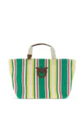 PINKO striped canvas tote bag - Green