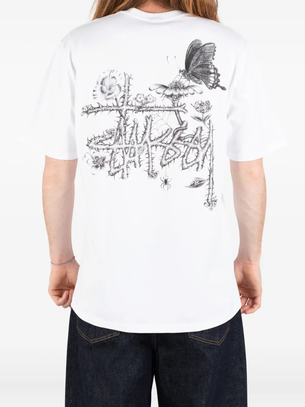 Stussy In Bloom Printed T-shirt In White
