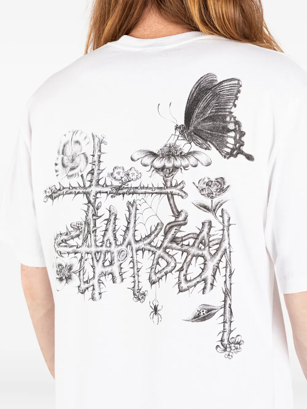 Stussy In Bloom Printed T-shirt In White