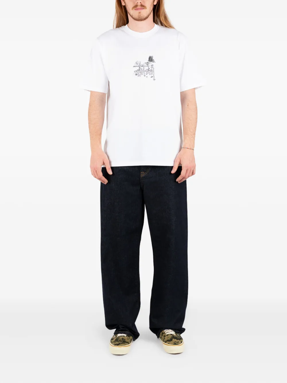 Stussy In Bloom Printed T-shirt In White