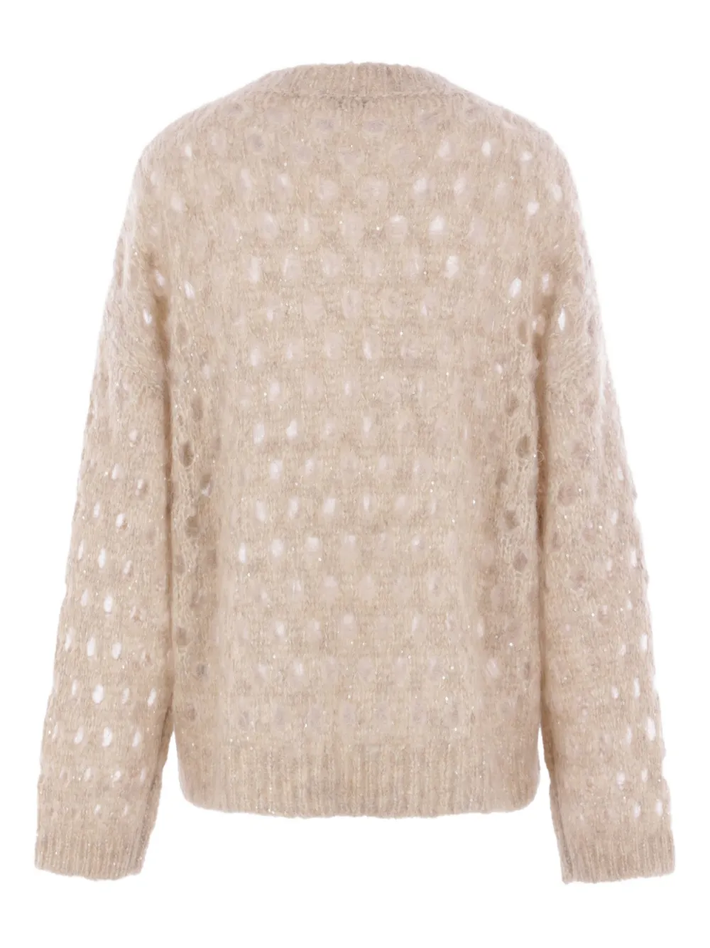 Brunello Cucinelli sequin-embellished knitted jumper Beige