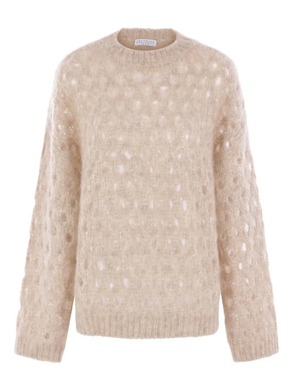Brunello Cucinelli sequin-embellished knitted jumper Beige