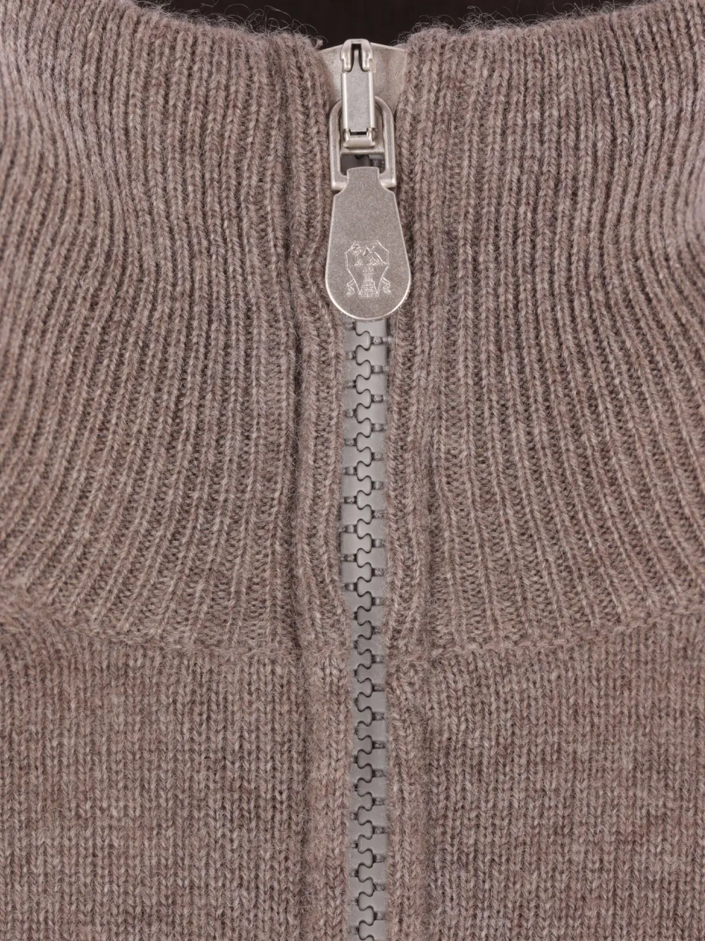 Brunello Cucinelli Vest met hoge hals en rits Beige