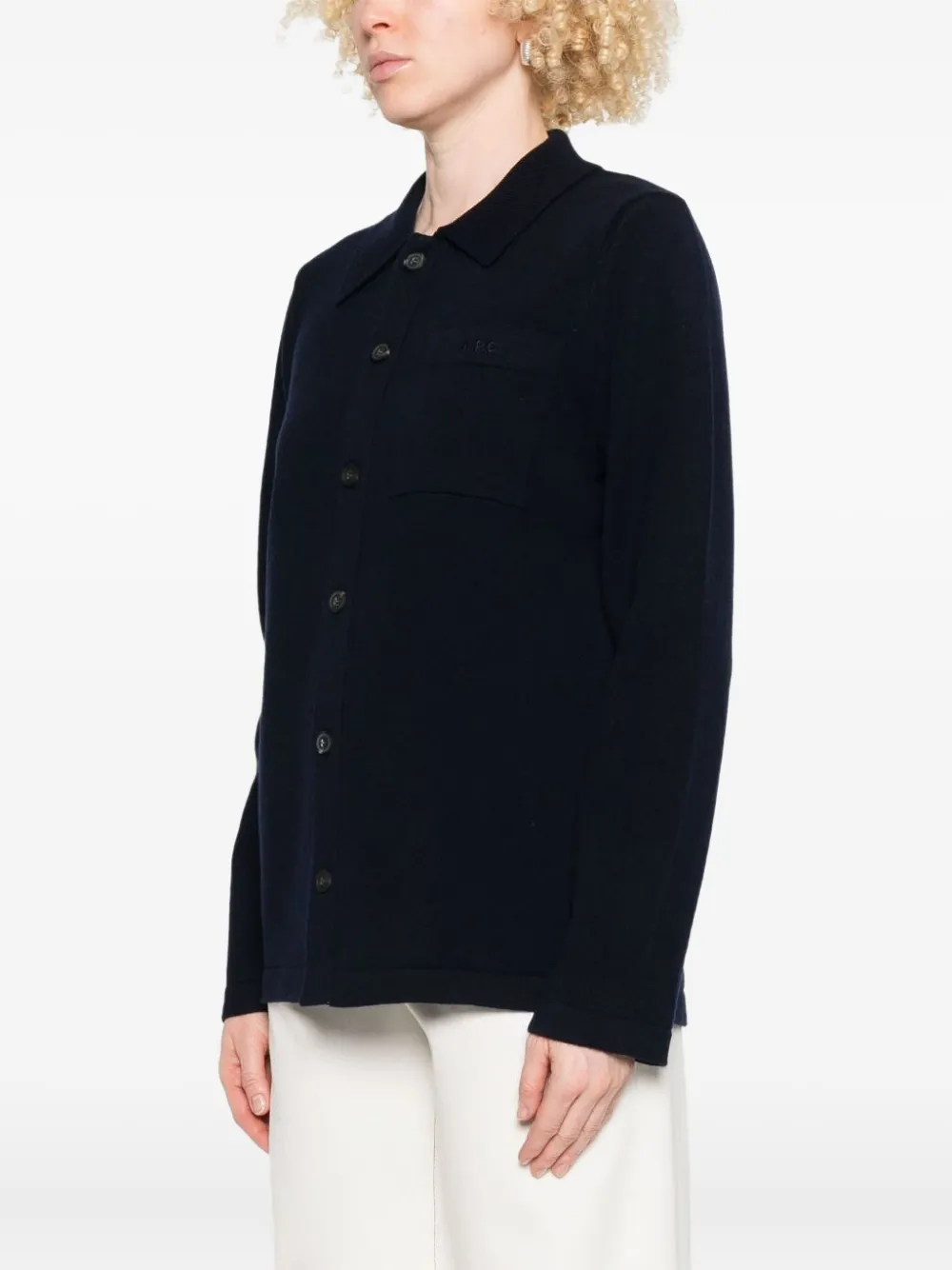 A.P.C. Wollen jack met knopen Blauw