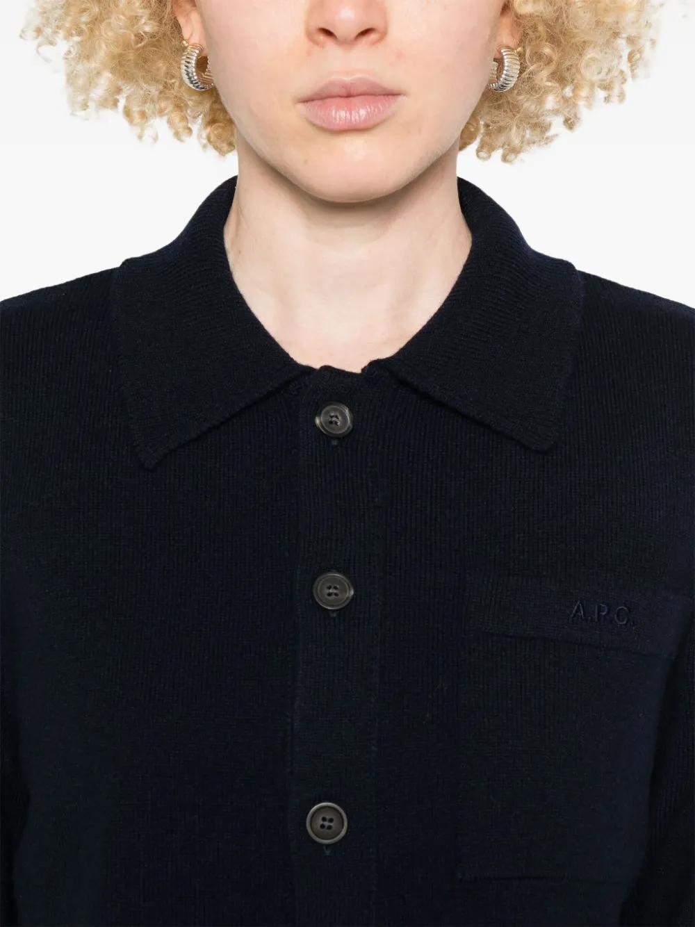 A.P.C. Wollen jack met knopen Blauw