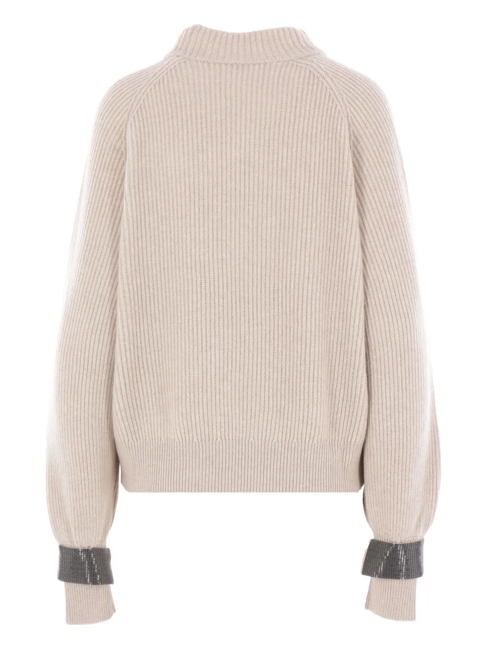 Brunello Cucinelli Geribbelde trui met verfraaide cuffs Beige